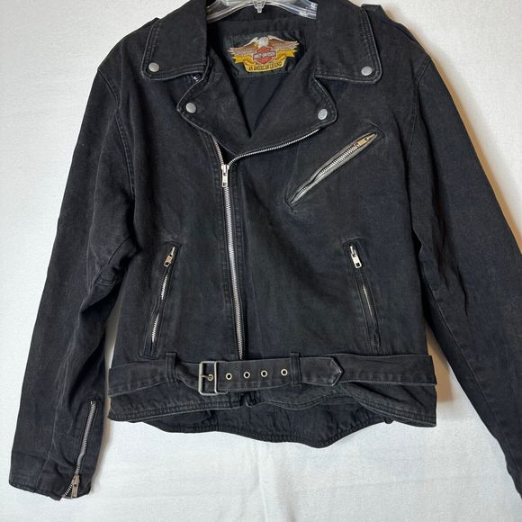 Womens Harley Davidson Jacket Angled Zipper Front Vintage See Photos for size - Picture 1 of 15